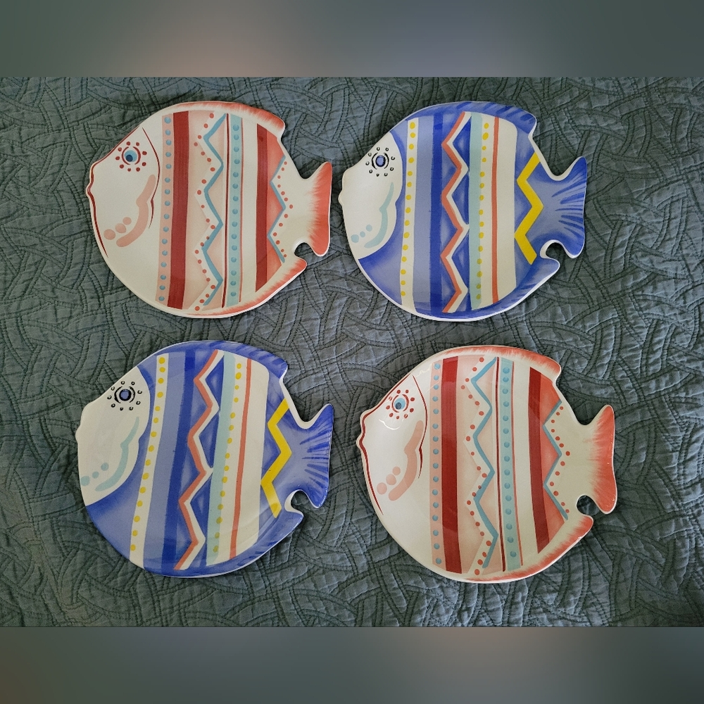 Pier 1 Vibrant Fish-Shaped Ceramic Plates